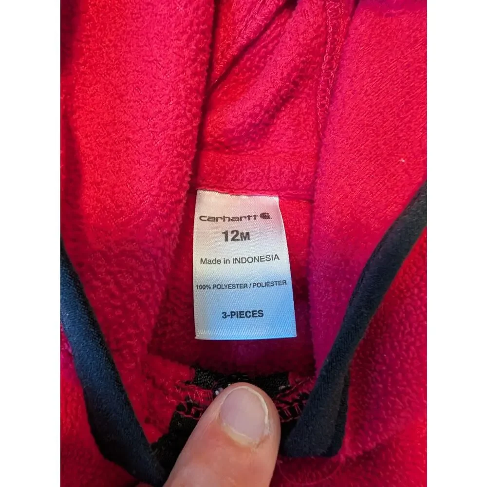 Carhartt Baby Girls Fleece Hooded Vest Full Zip Pink Size 12M